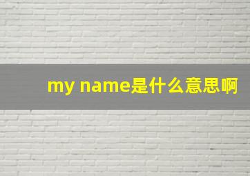 my name是什么意思啊